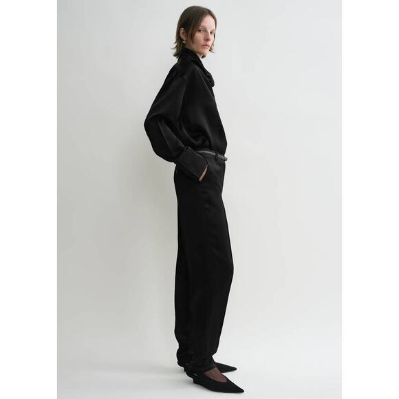 Toteme Low Waist Satin Trousers in Black 34 US 2 - Picture 3 of 4